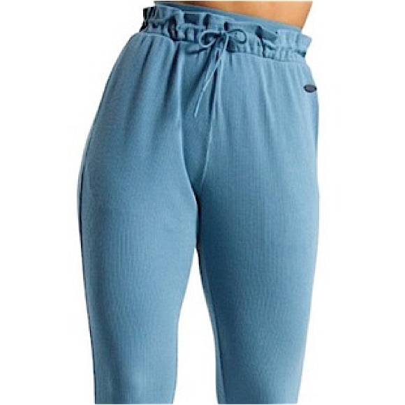 Gymshark Studio Pants Teal Ribbed Joggers Size S High Rise GLJG3691 Gym Lounge - Picture 3 of 15